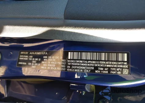 2021 Alfa Romeo Stelvio Ti Sport Awd from USA, damaged, VIN ZASPAKBN9M7D02259